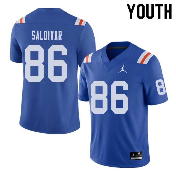 Youth NCAA Florida Gators Andres Saldivar #86 Stitched Authentic Alternate Jordan Brand Royal Throwback College Football Jersey SCB7465NX